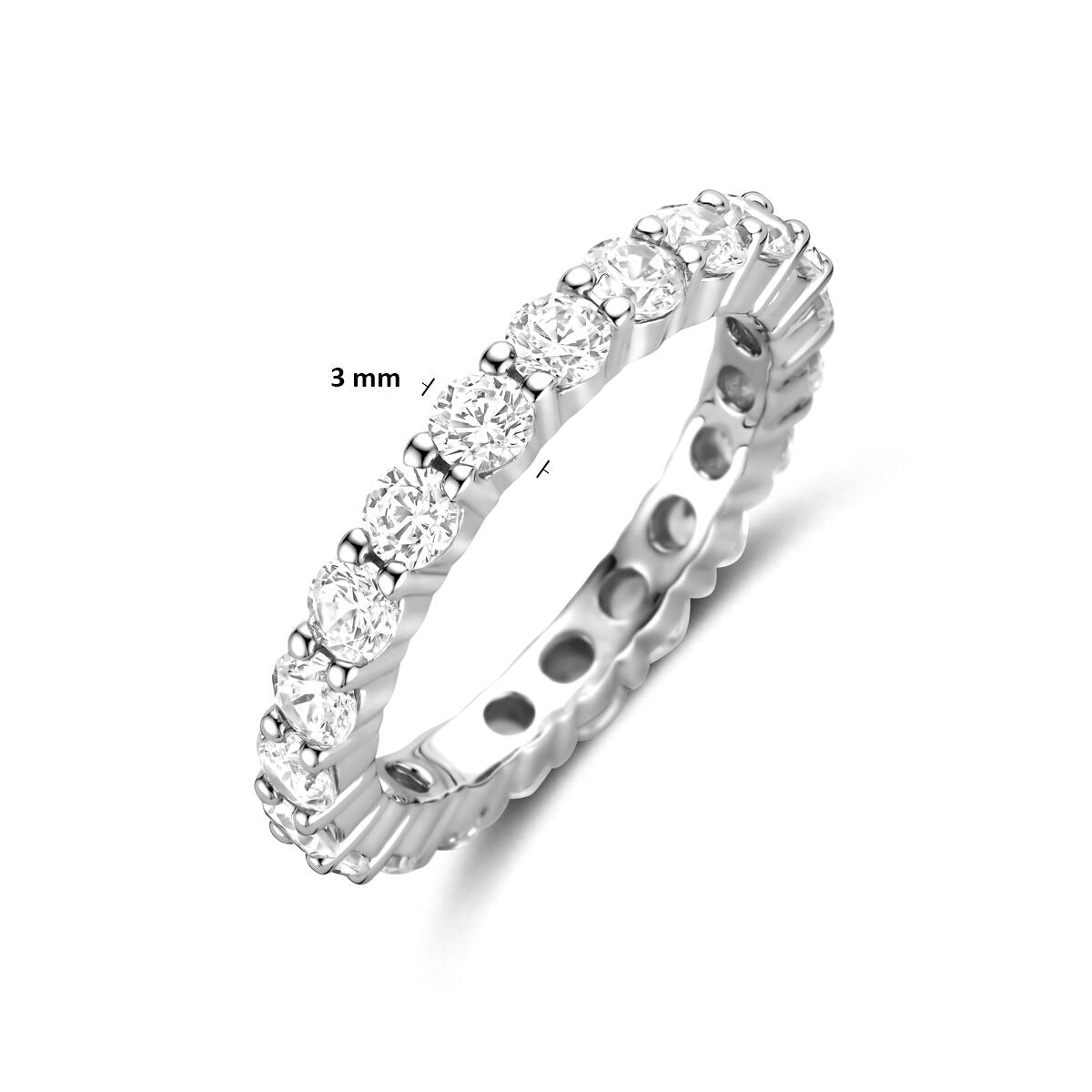 Anello da donna in argento con zirconi – larghezza 3mm