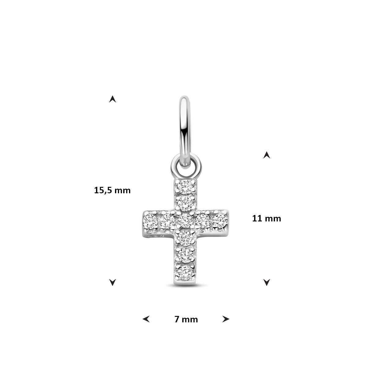 Ciondolo in argento a forma di croce con zirconia 15,5 mm