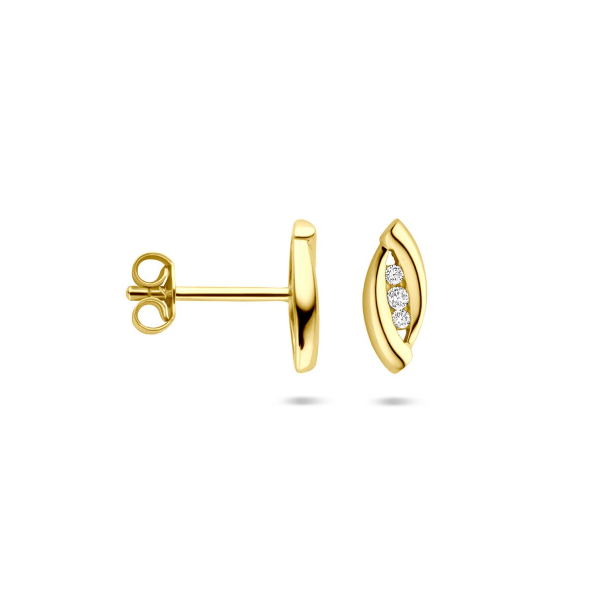Orecchini a bottone in oro giallo 14k con zirconia – design entourage scintillante