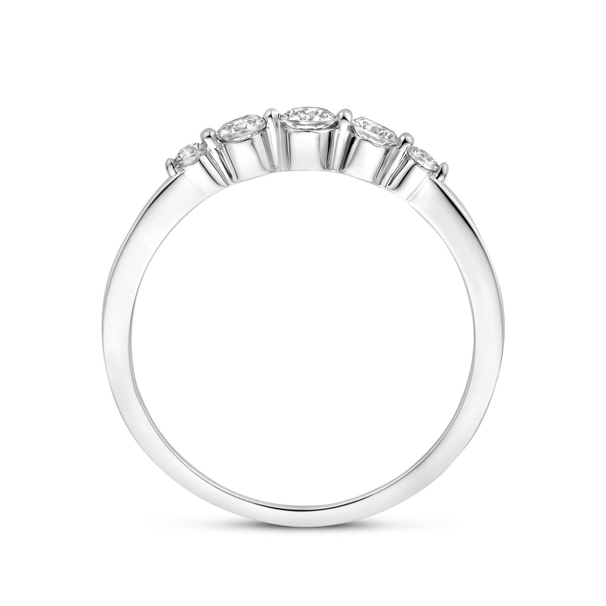 Anello in argento con zirconia – argento 925 rodiato, largo 3 mm