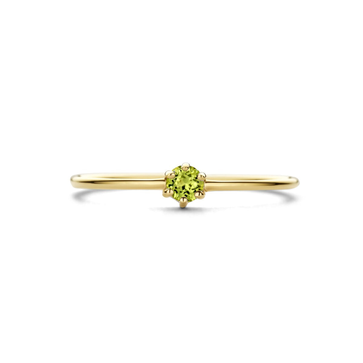 Anello in oro giallo 14K con peridoto – taglio brillante