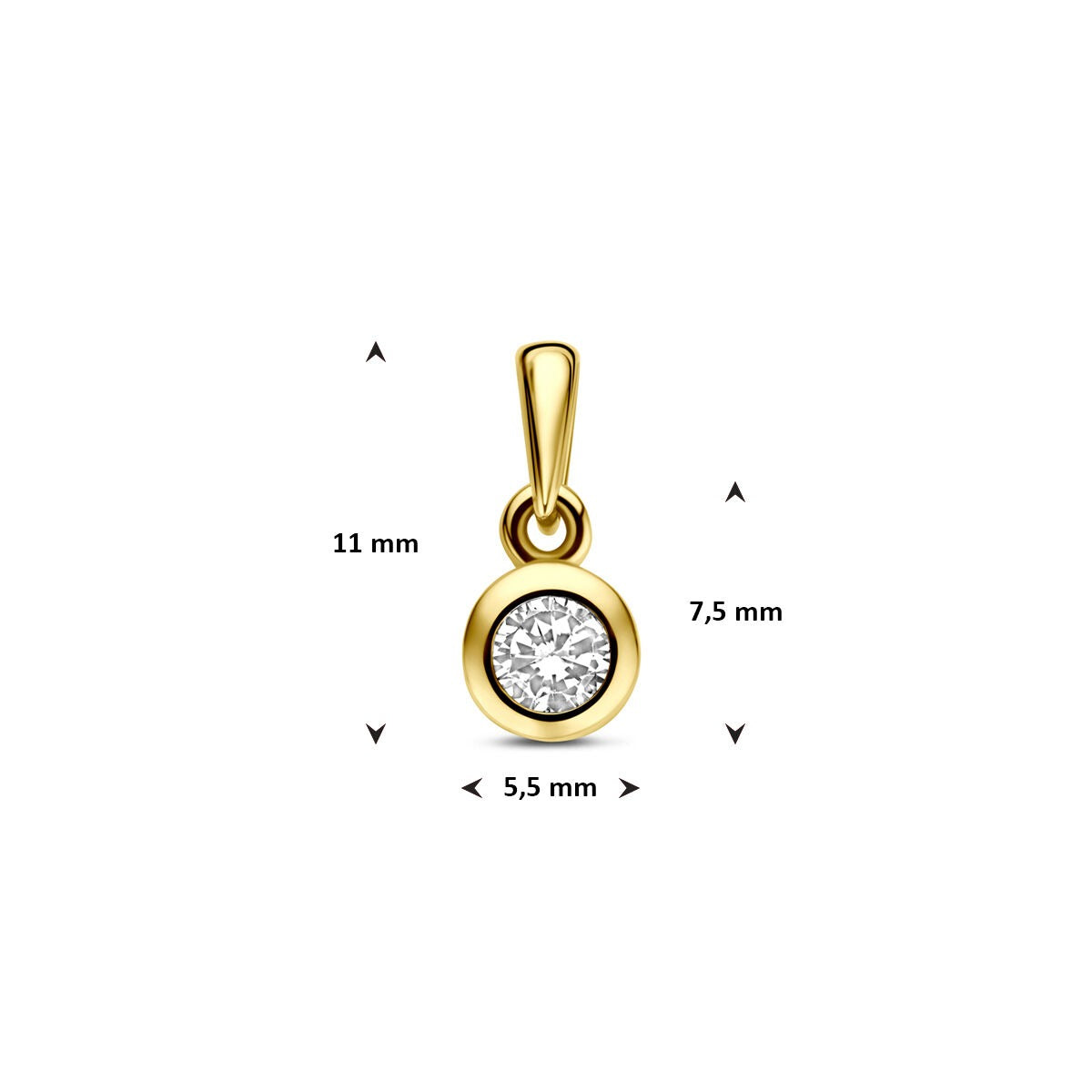 Ciondolo in oro giallo 14k con zircone – 11 mm