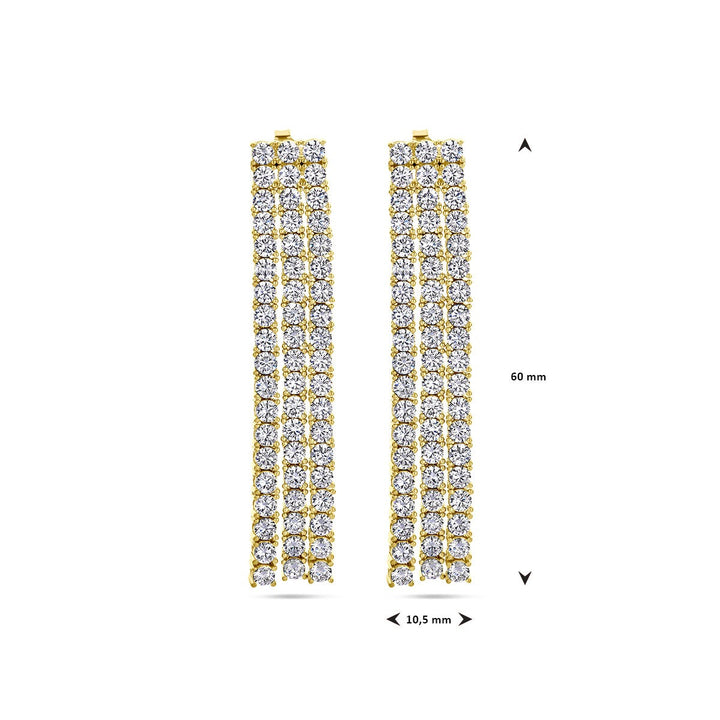 Verguld zilveren oorhangers dames met zirkonia – goudkleurig 60 mm
