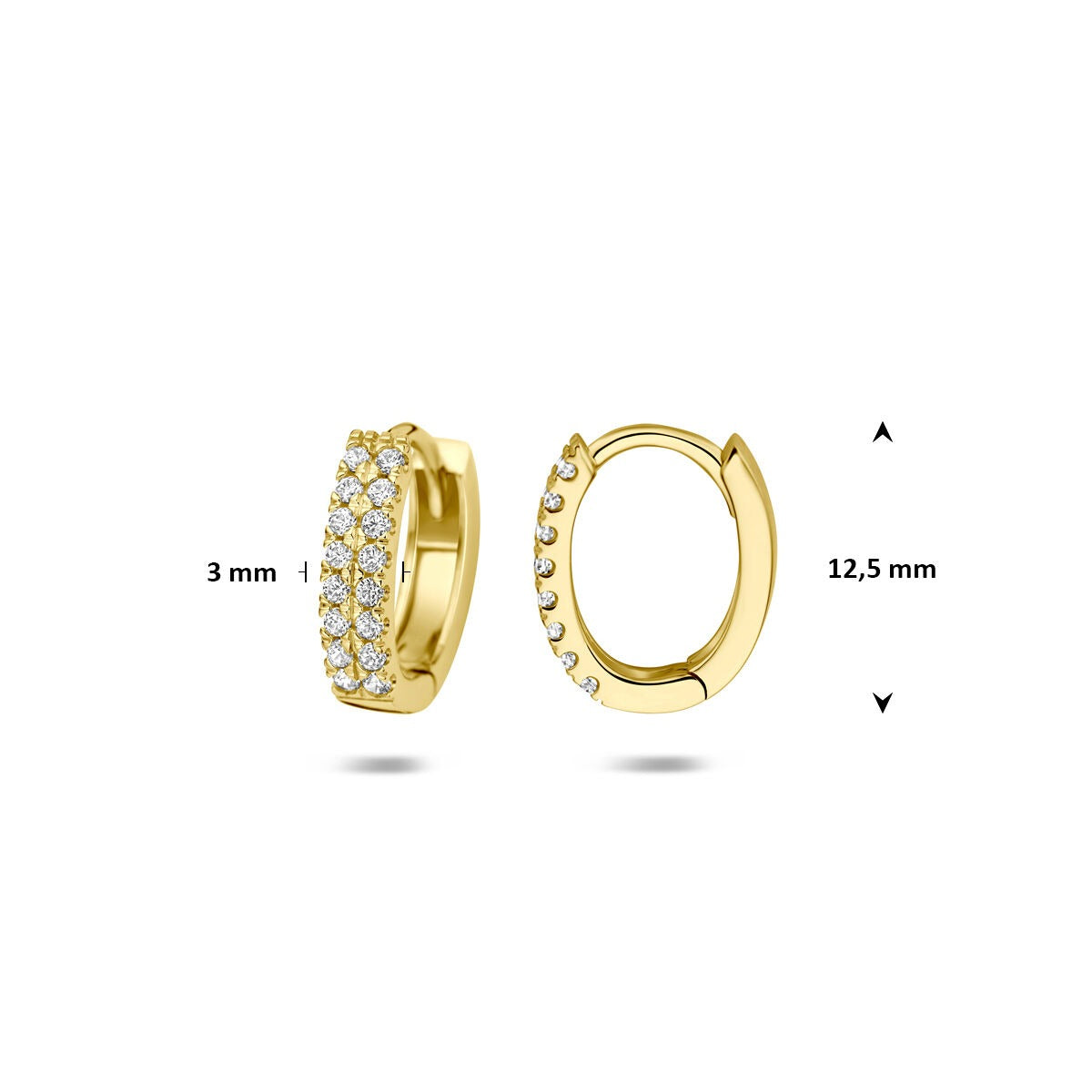 Orecchini a clip in oro giallo 14k con zirconi