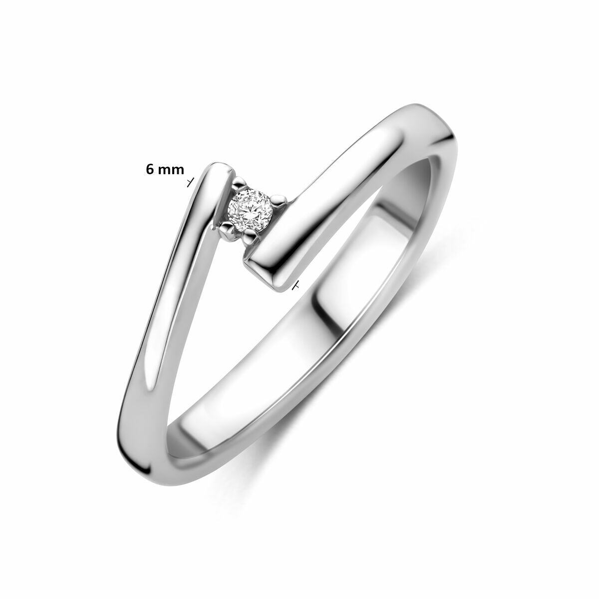 Anello da donna in argento con zircone – argento 925 rodiato