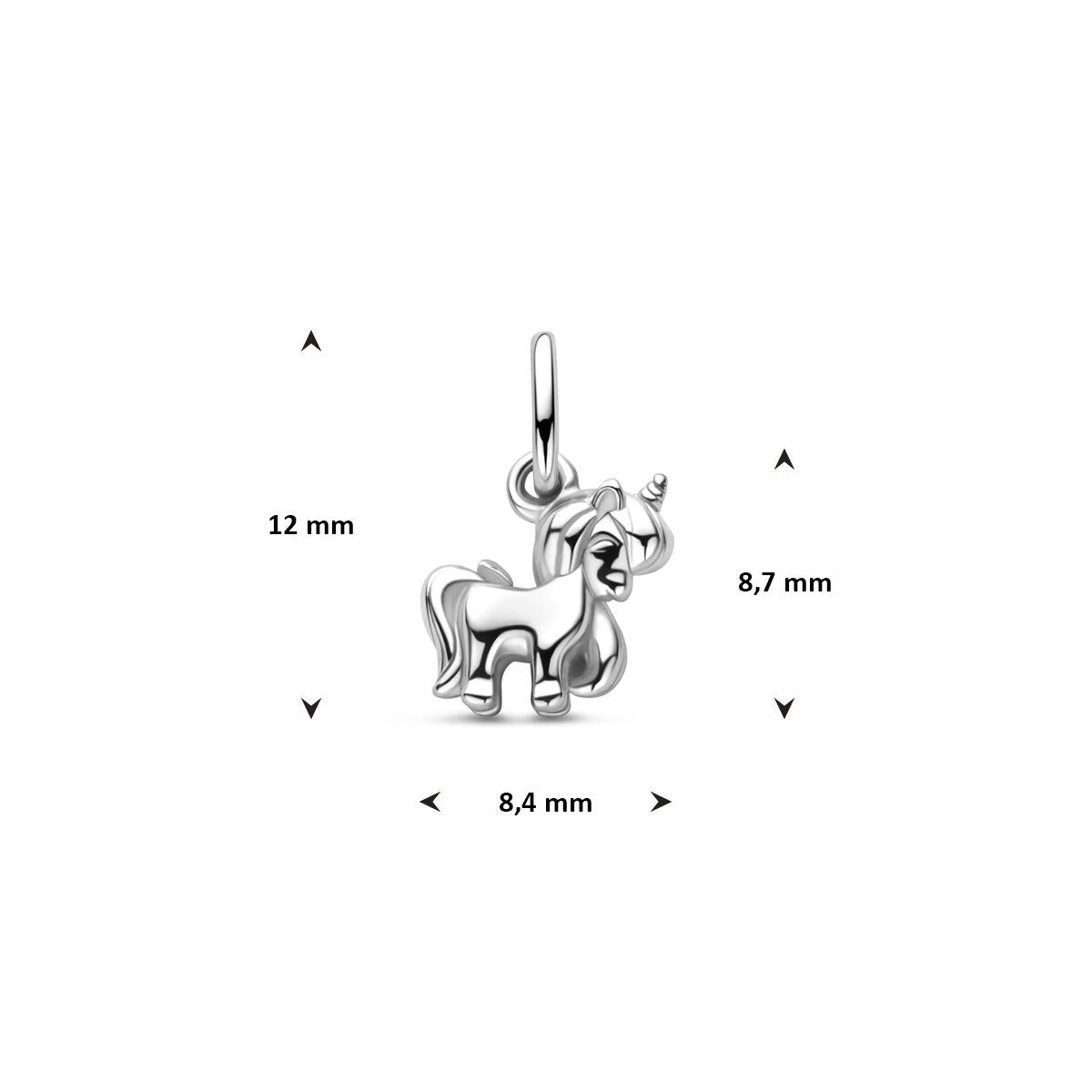 Ciondolo bambino in argento unicorno – argento 925 rodiato 12 mm