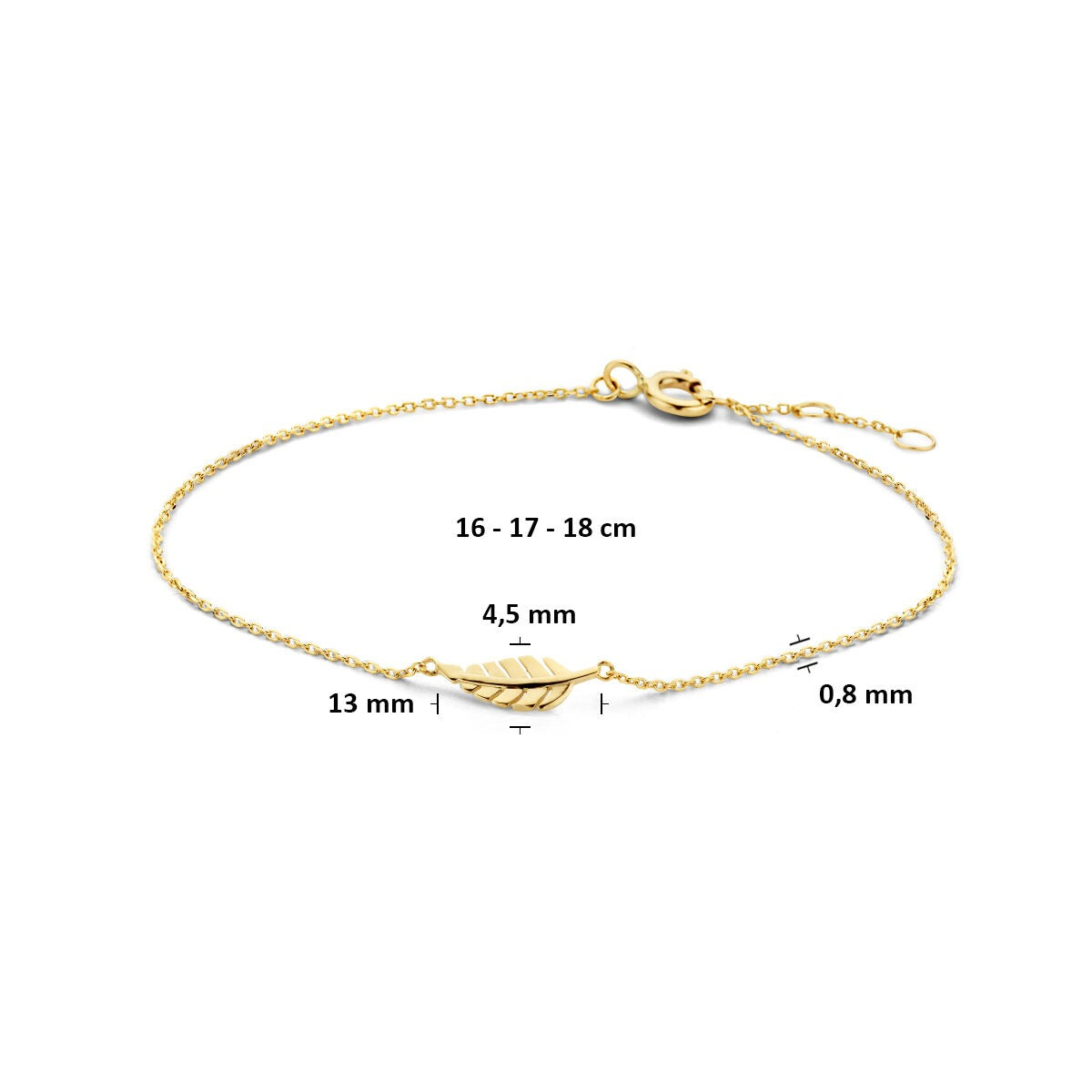 Bracciale in oro giallo 9k con motivo a piuma