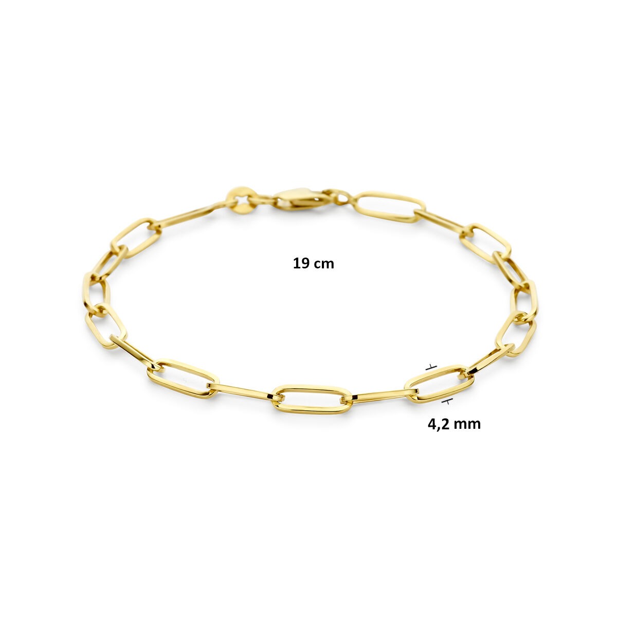 Bracciale in oro giallo 14k con anima in argento 19 cm