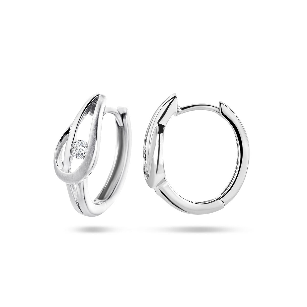 925 Cerchi a Cerniera in Argento Rodiato con Zirconia