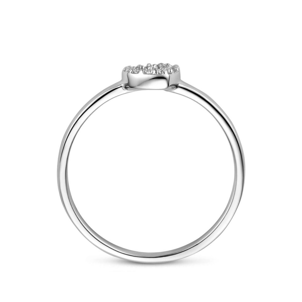 Anello in argento 925 rodiato con cuoricino e zirconia