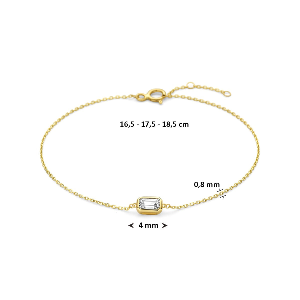 Bracciale in oro giallo 14k con zircone taglio smeraldo
