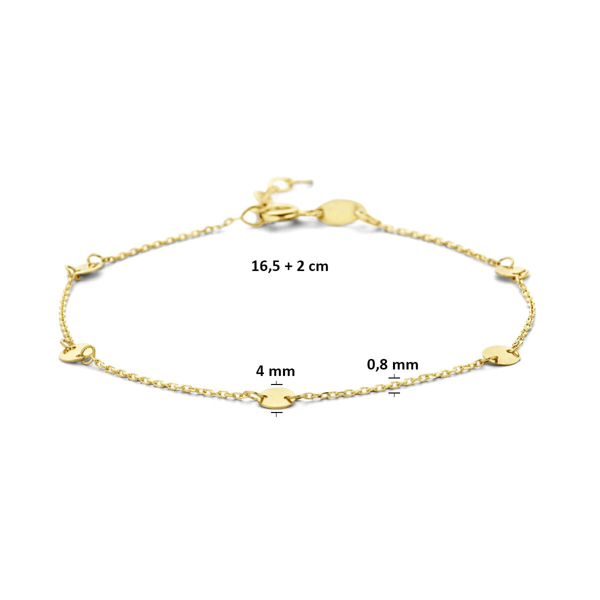 Bracciale in oro giallo 9k con placchette rotonde