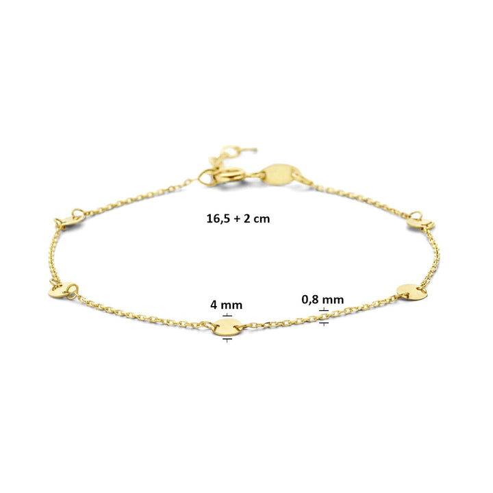 9k geelgouden armband met ronde plaatjes