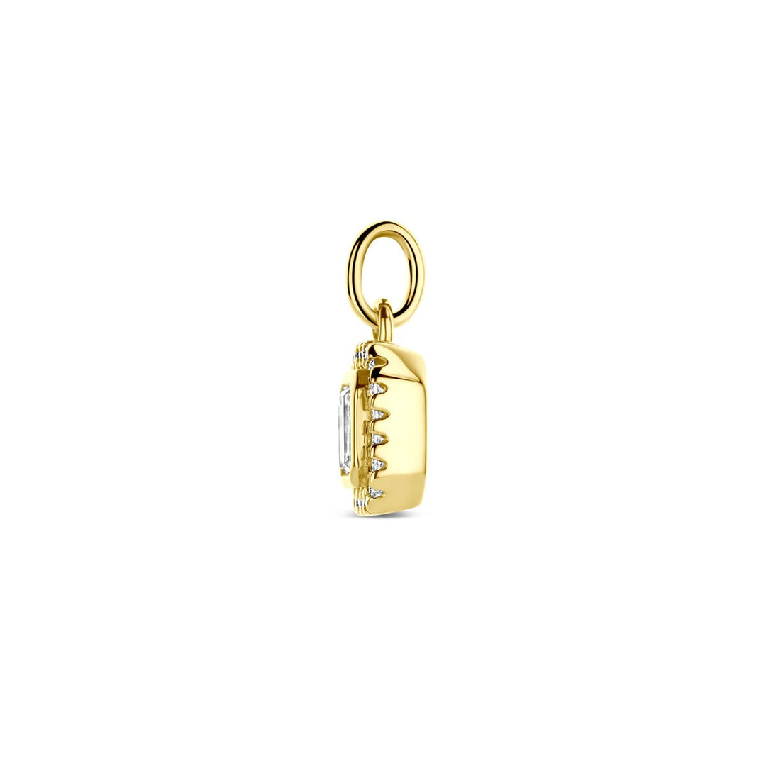 14k geelgouden hanger met emerald geslepen diamant