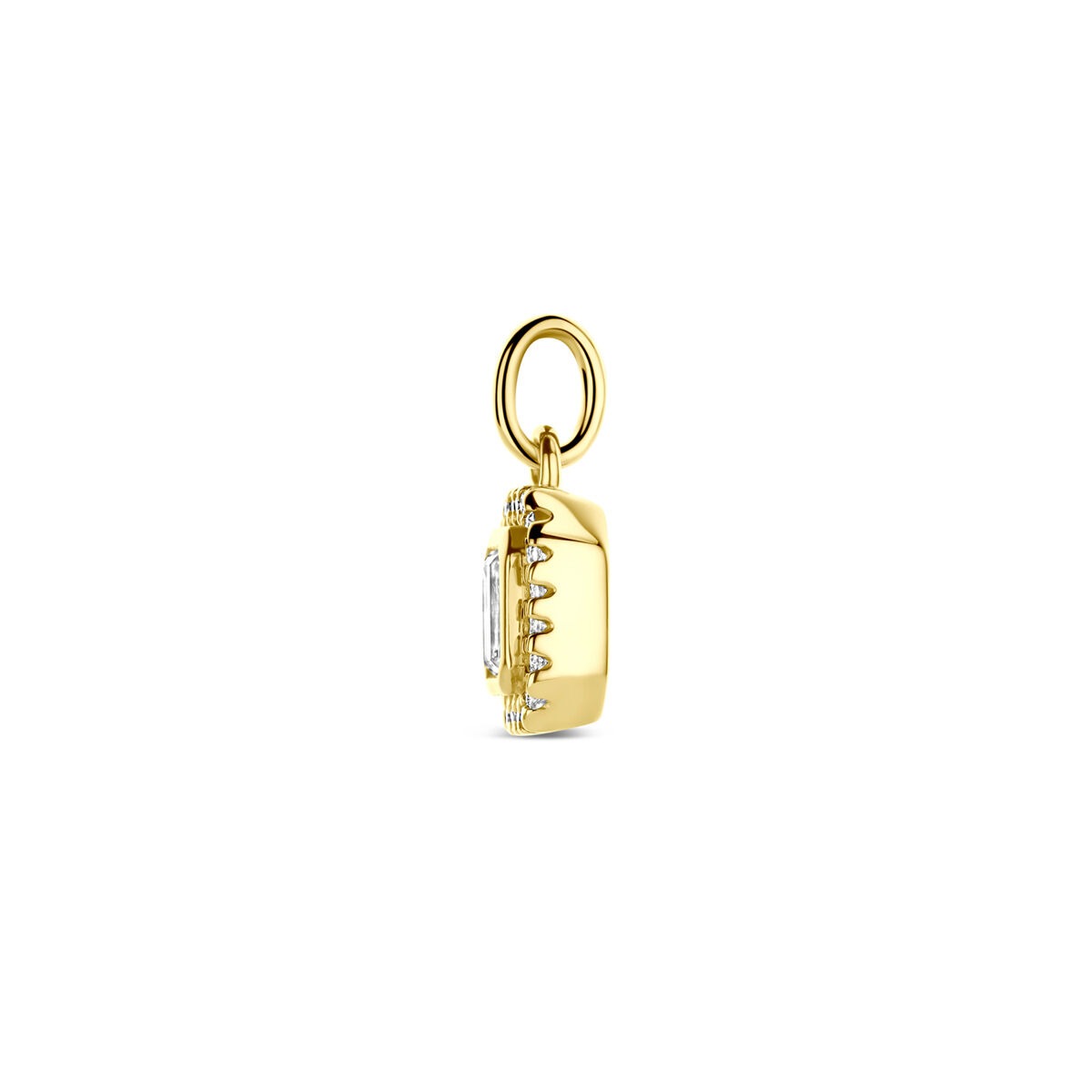 ciondolo in oro giallo 14k con diamante taglio smeraldo