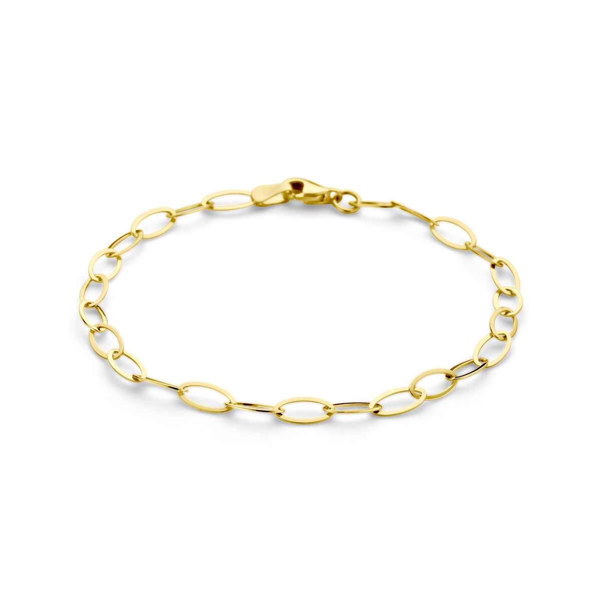 Bracciale in maglia rolò color oro giallo con chiusura a moschettone.