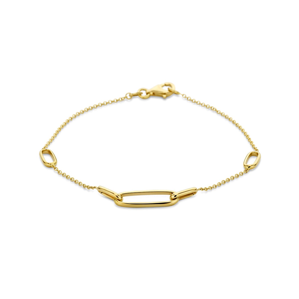 Bracciale da donna in oro 14k con design a maglia fine di 1,2 mm.