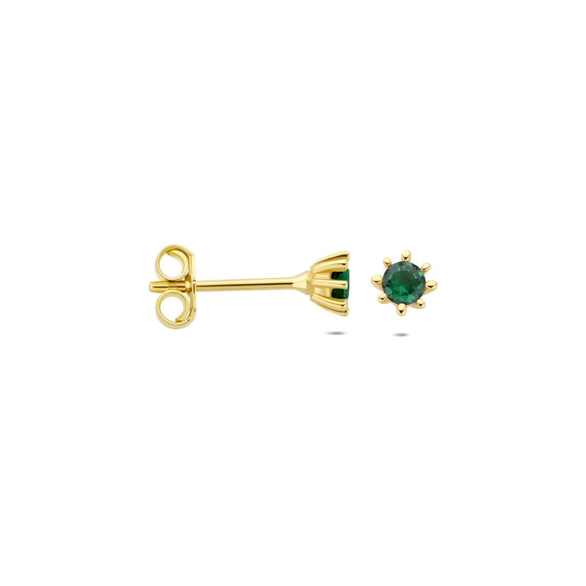 Orecchini a Bottone in Oro Giallo 9k con Zirconia Verde
