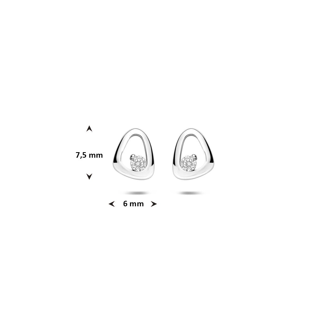 Orecchini a bottone in argento con zirconia 925 rodiato – 7,5 mm