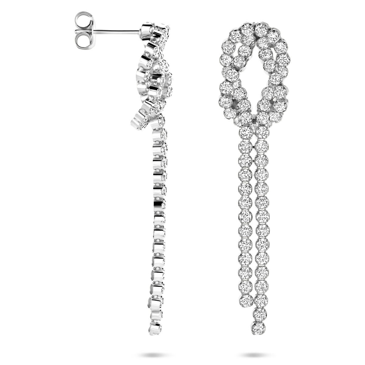 Orecchini pendenti in argento rodiato con zircone – 53 mm