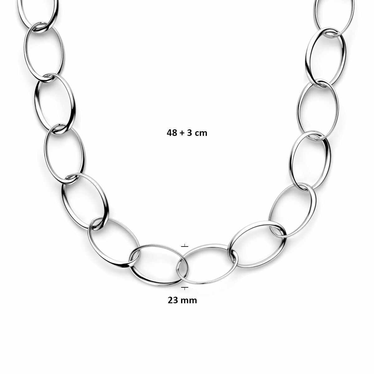 collana 23 mm 48 + 3 cm argento rodiato