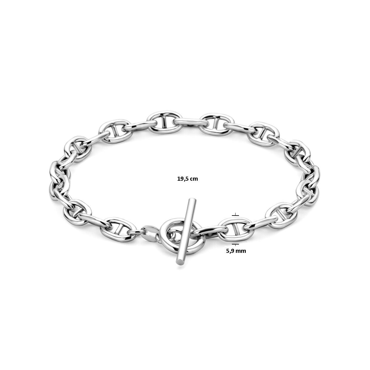 Bracciale da donna in argento – bracciale ad ancora rodiato con fermaglio a gancio