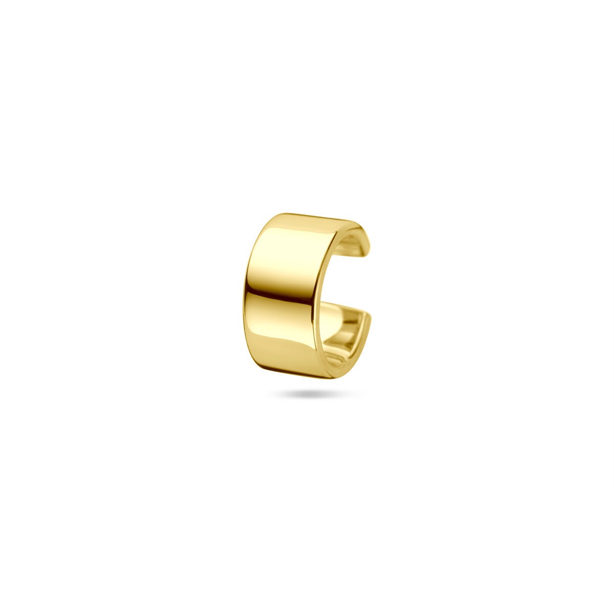 Verguld zilveren ear cuff van 925 zilver met een gele glanzende afwerking, afmetingen 11x5,5 mm.
