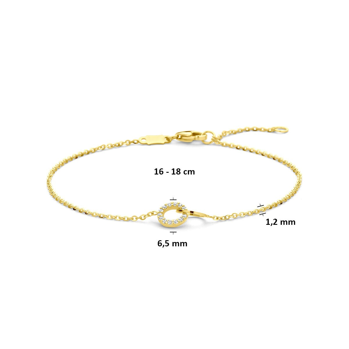 Bracciale da donna in oro giallo 14k con zirconi