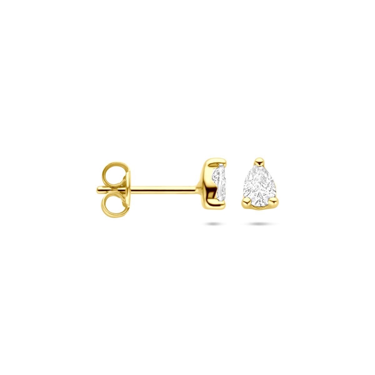 Orecchini a bottone in oro 14k con zirconia a forma di pera – 5 mm