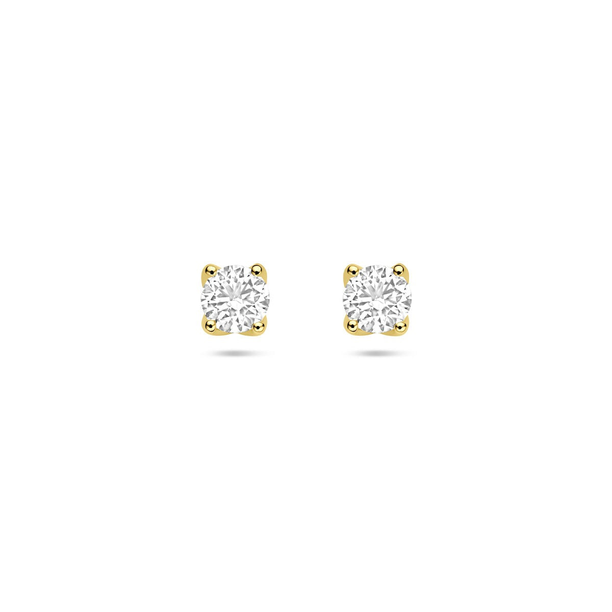 Orecchini in oro giallo 14k con diamanti lab-grown da 1.0 ct, design a forma quadrata.