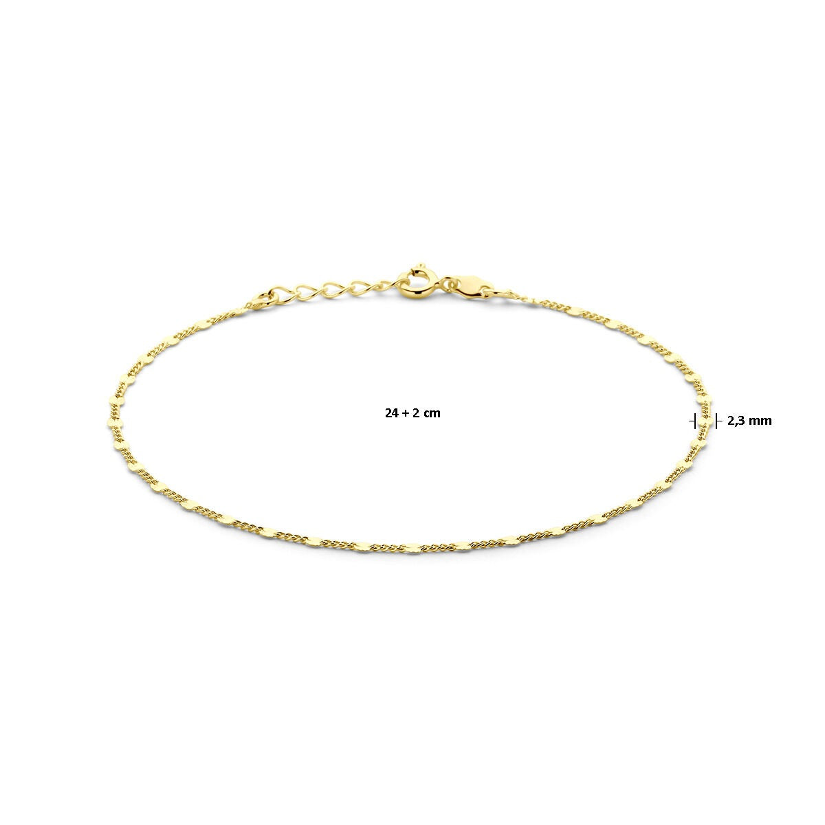 Cavigliera dorata su argento con maglie fini
