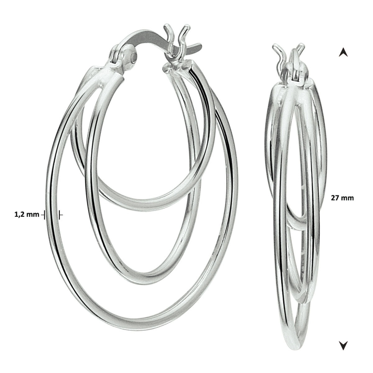 Orecchini a cerchio in argento con design a tubo – rodiato 925