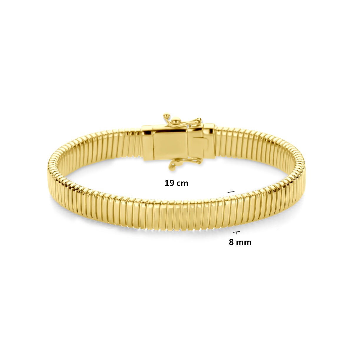 Bracciale da donna in oro giallo 14k con maglia tubogas