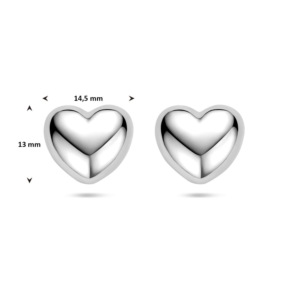 Orecchini a lobo in argento con cuore rodiato 13 mm