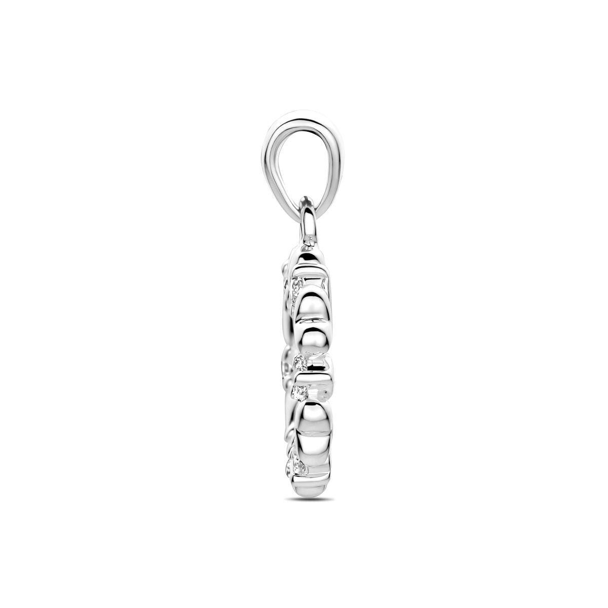 Ciondolo in argento rodiato con cuoricini e zirconia
