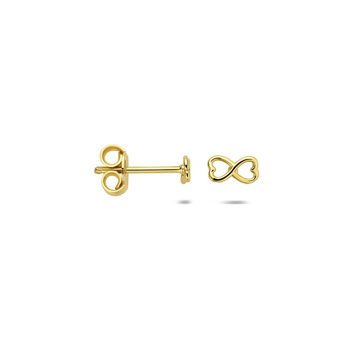 Orecchini a bottone 9k in oro giallo a forma di cuore