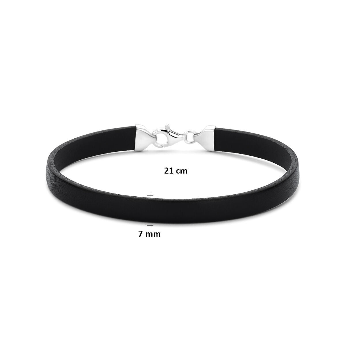 Bracciale da uomo in pelle nera con chiusura in argento