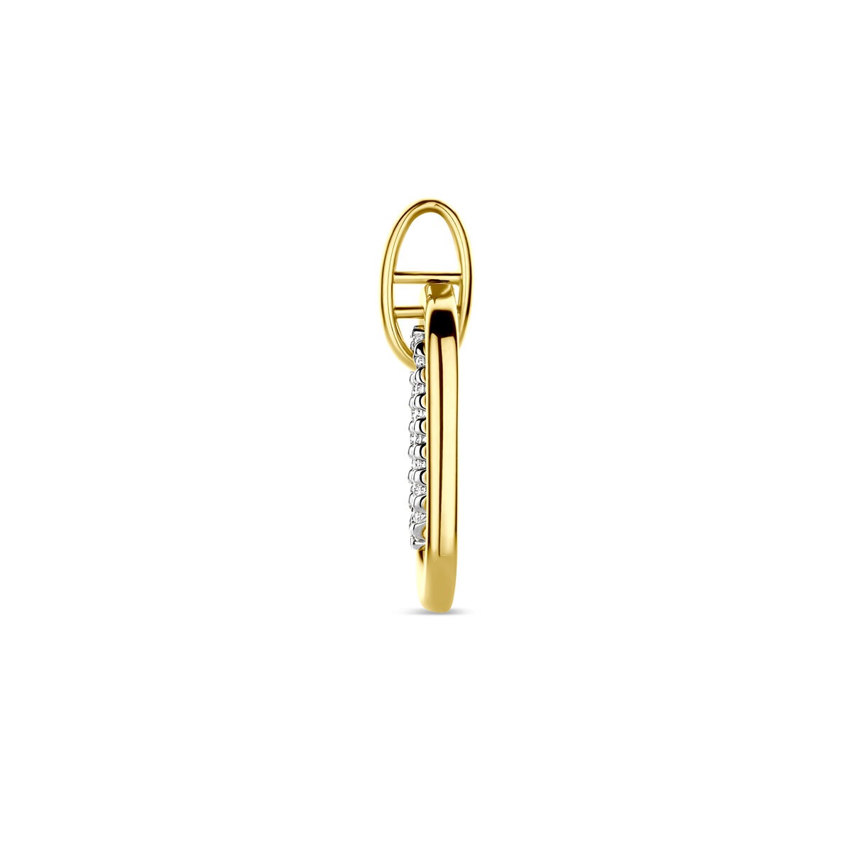 Ciondolo bicolore 14k con diamante – oro giallo e oro bianco, 0.08 ct