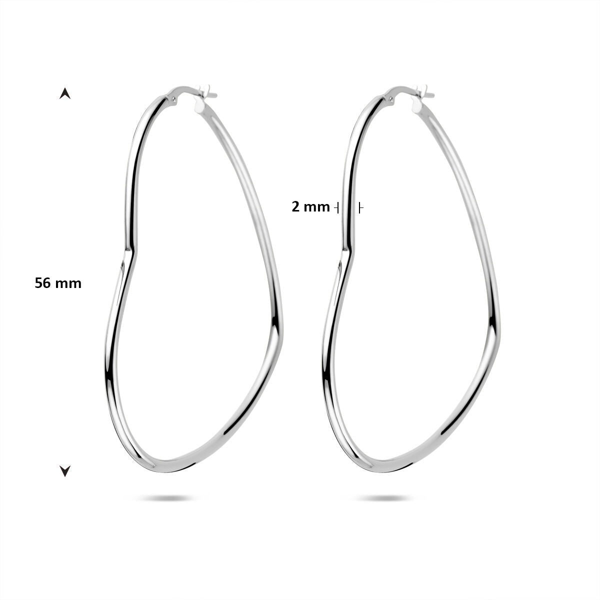 Orecchini a cerchio in argento a forma di cuore - argento 925 rodiato