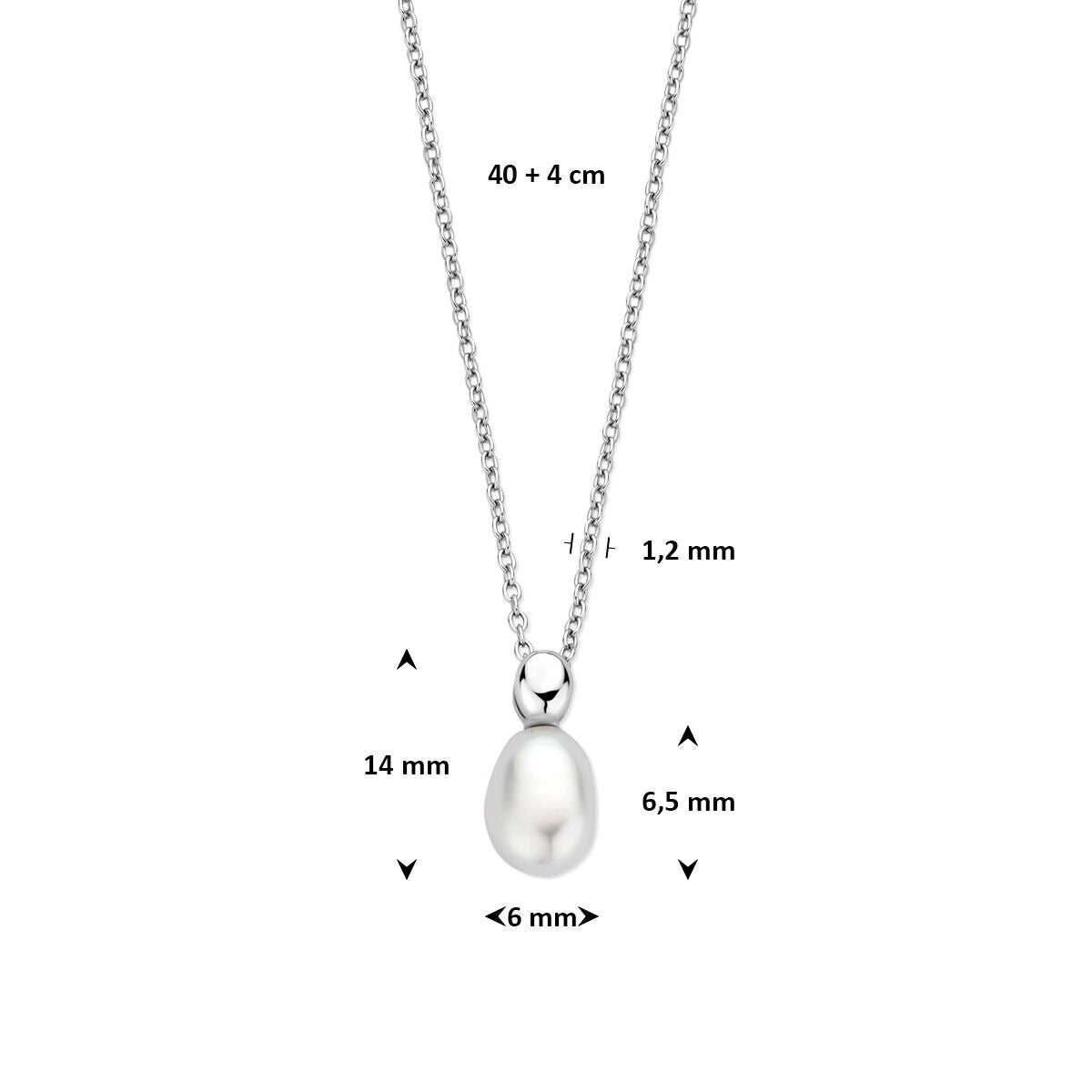 Collana d'argento con perla d'acqua dolce – argento 925 rodiato