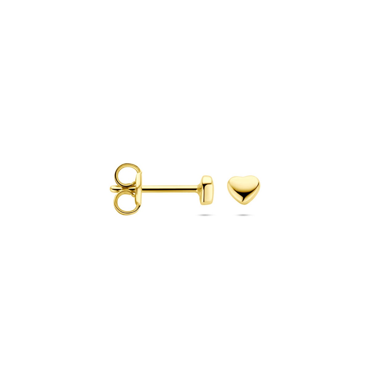 Orecchini a bottone in oro 14k a forma di cuore – 3 mm