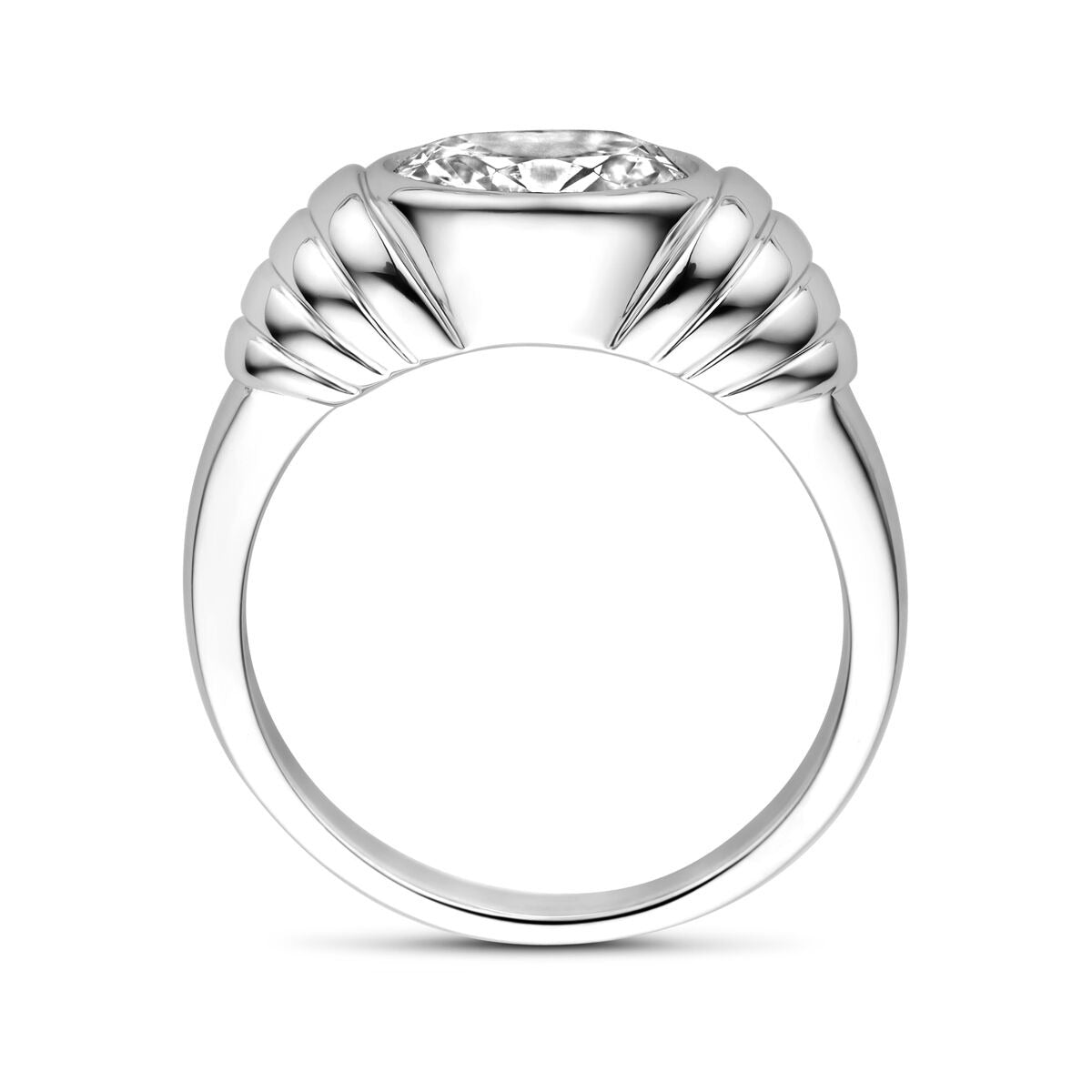 Anello da donna in argento con zirconia ovale – argento 925 rodiato, largo 8 mm