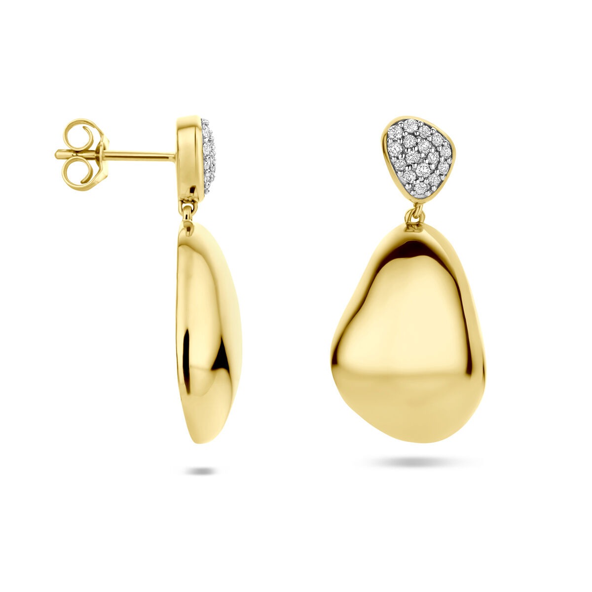 Orecchini pendenti in oro giallo 14k con diamante – 0.20ct (2x 0.10ct) h si 27 mm