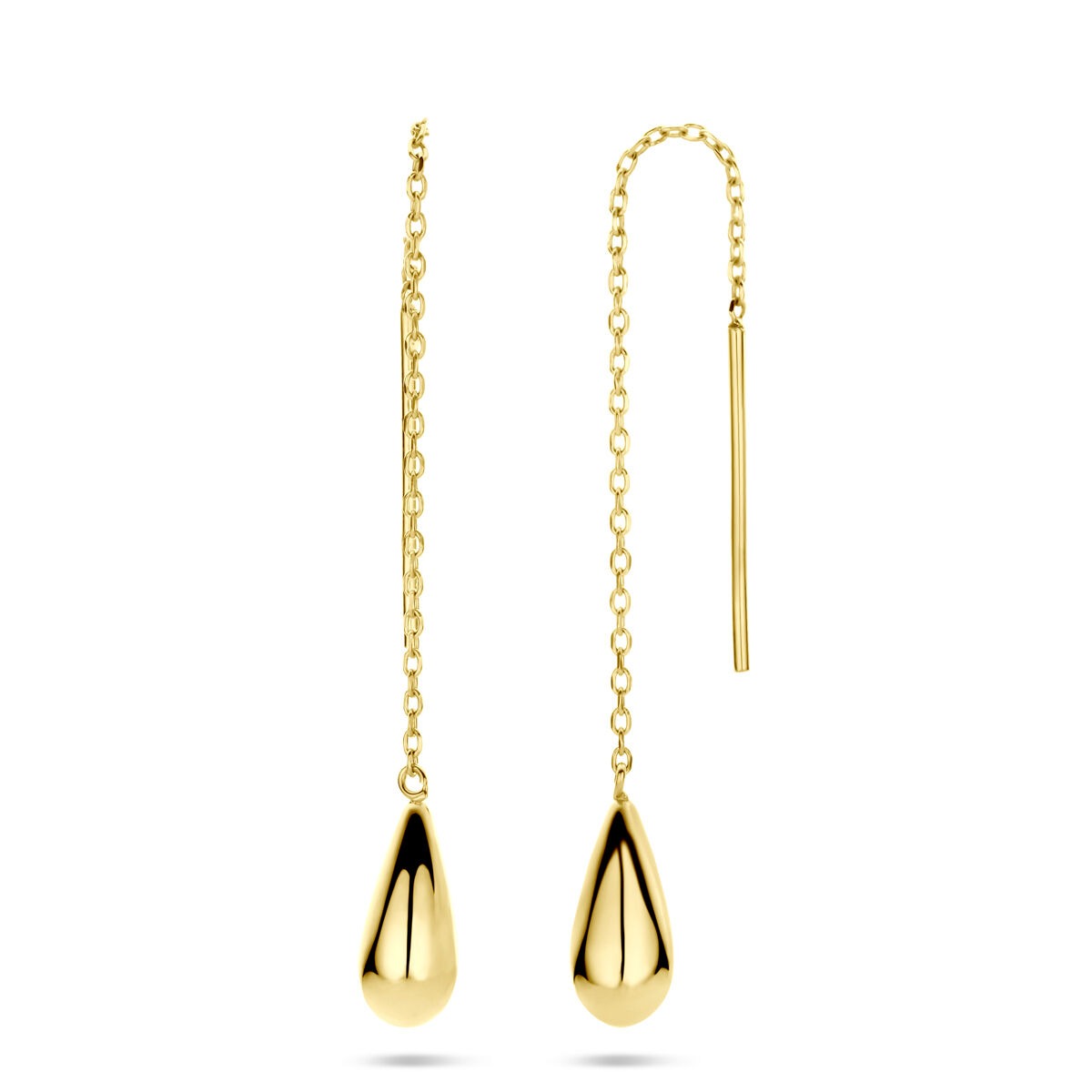 Orecchini pendenti passanti in oro 14k a forma di goccia – donna