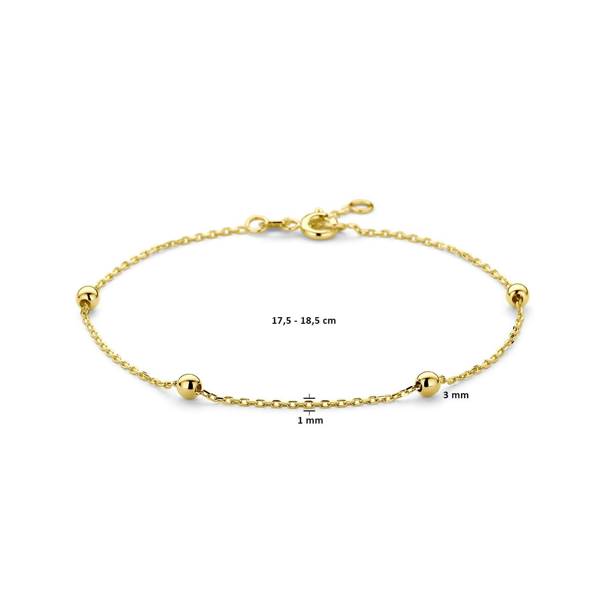 Bracciale da donna in oro giallo 9k con sferette – design raffinato e femminile