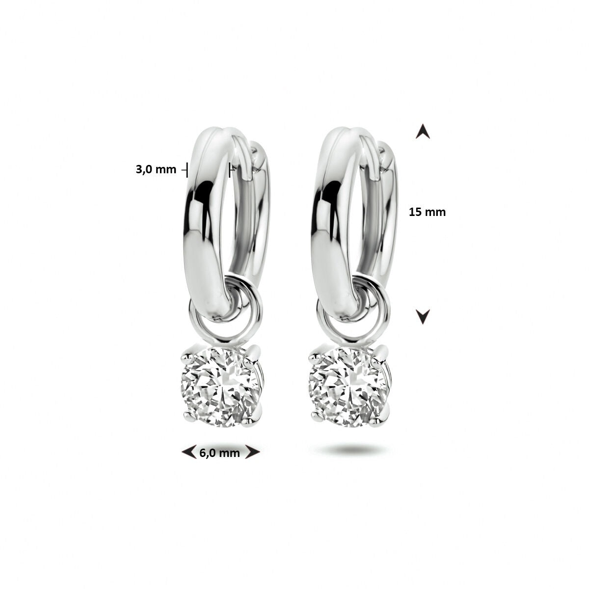 Orecchini a farfalla in argento con ciondolo di zirconia – argento 925 rodiato