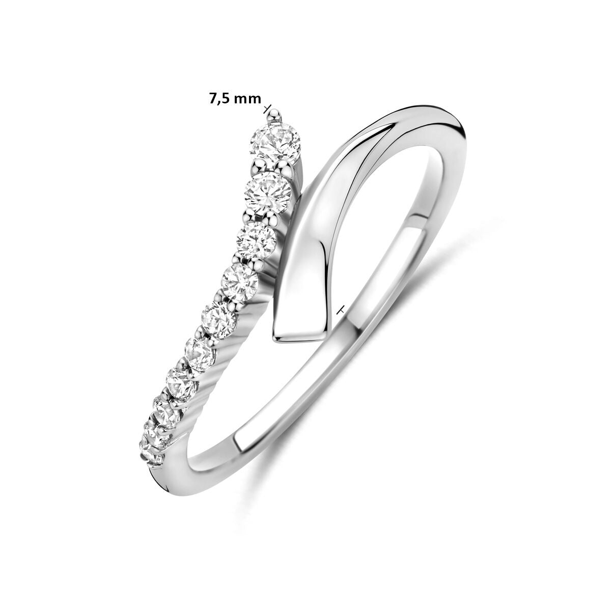 Anello in argento con zirconi – argento 925 rodiato 7,5 mm