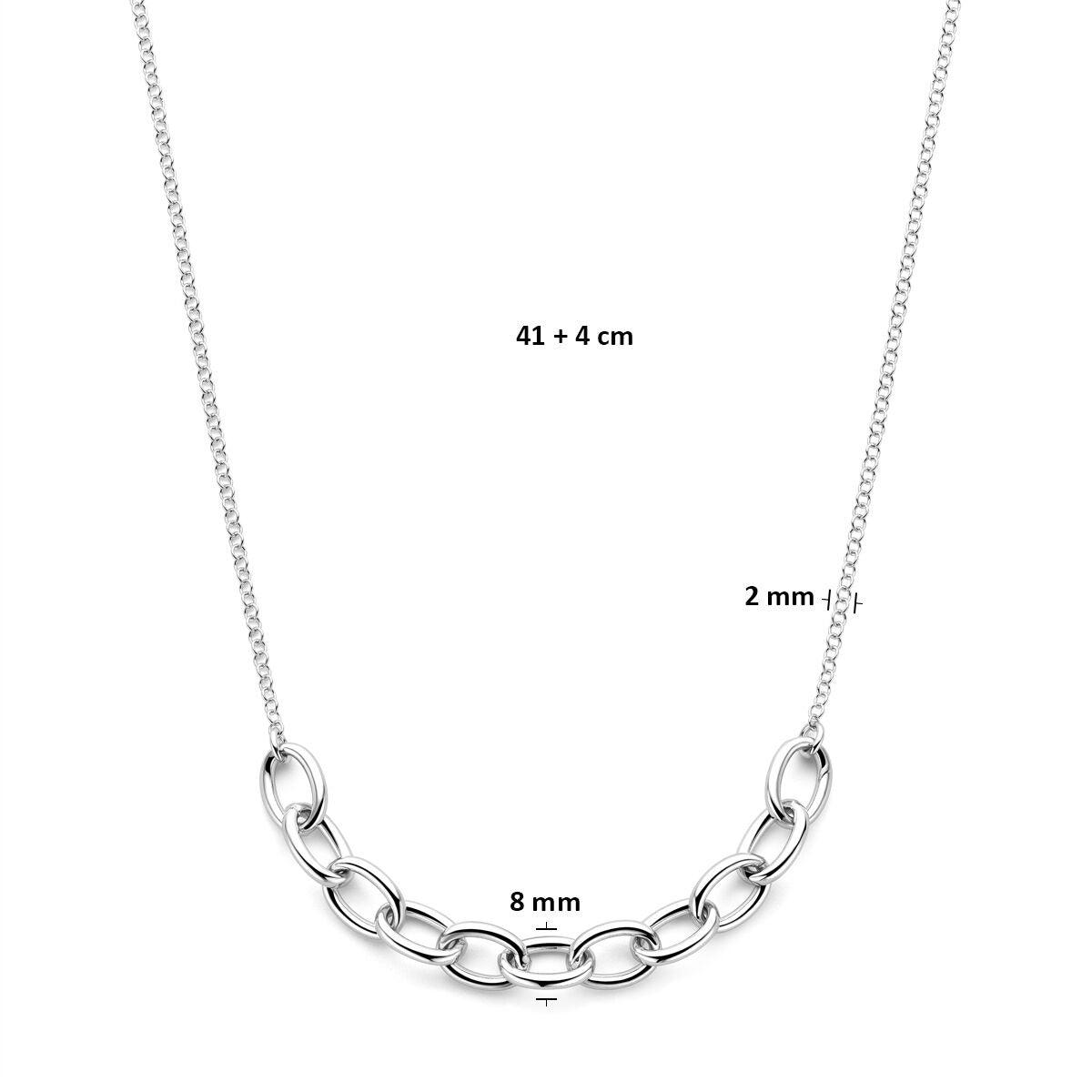 Collana da donna in argento rodiato con maglie lucide