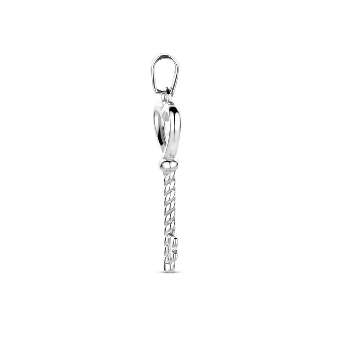 Ciondolo in Argento 925 Rodiato Cuore e Chiave