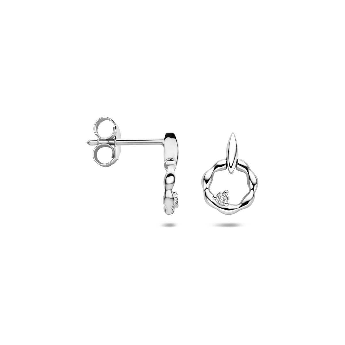 Orecchini pendenti in argento rodiato con zirconia